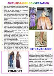 English Worksheet: Picture-based conversation : topic 73 - extravagance vs comfort.