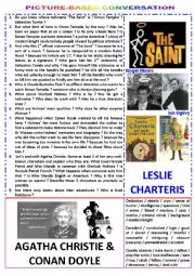 English Worksheet: Picture-based conversation : topic 74 - Agatha Christie & Conan Doyle vs Leslie Charteris