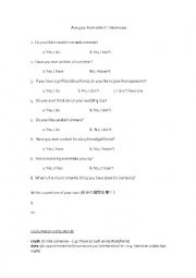 English Worksheet: Are you romantic?
