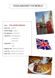 English Worksheet: food around the world