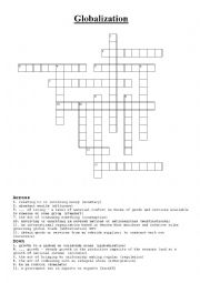 Globalization Crossword Vocabulary task