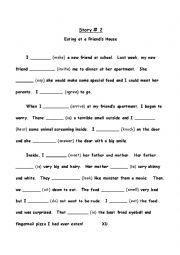 English Worksheet: Eating at a Friends House (A story in simple past)