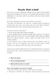 English Worksheet: Recycle