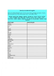 English Worksheet: british or Amrican English