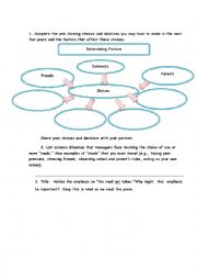 English Worksheet: THE ROAD NOT TAKEN BY ROBERT FROST