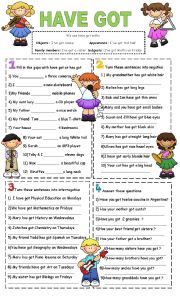 English Worksheet: have got -mixed