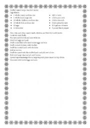 English Worksheet: Stuffed camel recipe