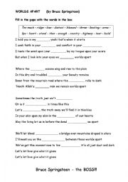 English Worksheet: Worlds Apart - Bruce Springsteen