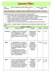 English Worksheet: Lesson Plan For A Model Lesson 