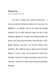 English Worksheet: Error Correction 