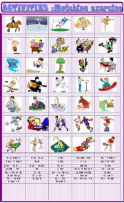 English Worksheet: Free time activities  :vowel missing and matching exercise