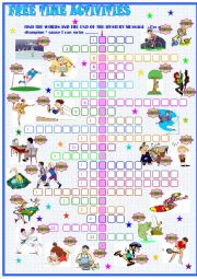 English Worksheet: Free  time activities: crossword puzzle