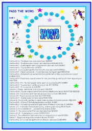 English Worksheet: Sports: Pass the word 