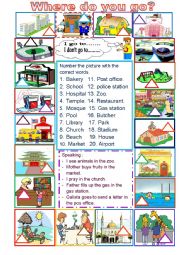 English Worksheet: public place