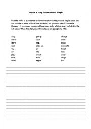 English Worksheet: Present simple-create a story