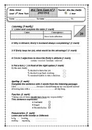 English Worksheet: Mid Term 3