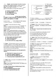 English Worksheet:  A2-B1 Practice Test [TEOG 1-14th units] [part 2]