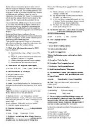 English Worksheet: A2-B1 Practice Test [TEOG 1-14th units] [part 3]