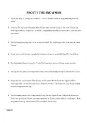 English Worksheet: Frosty the Snowman