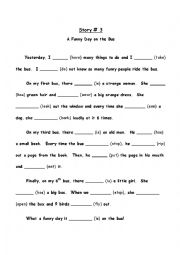 English Worksheet: A Funny Day on the Bus (A Story in Simple Past)