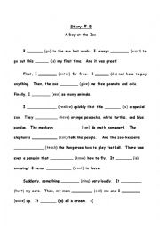 English Worksheet: A Day at the Zoo ( A Story in Simple Past)