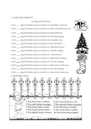 English Worksheet: 12 Days of Christmas