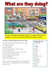 English Worksheet: What are the people doing? 