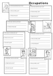 English Worksheet: Garfield Occupations