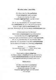 English Worksheet: 93 million song Worksheet