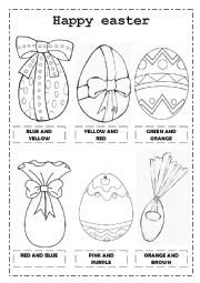 English Worksheet: Easter eggs and colors