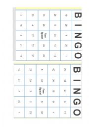 English Worksheet: BINGO NUMBERS