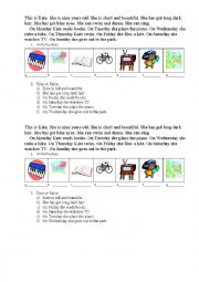 Days of the Week - simple reading comprehension