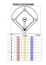 English Worksheet: Phrasal Verb Baseball