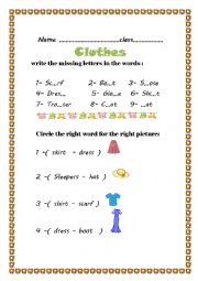 English Worksheet: clothes