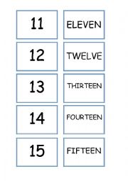 English Worksheet: Memory Game (Numbers)