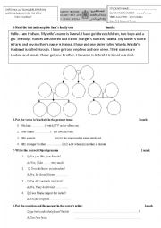 English Worksheet: Test on family 2