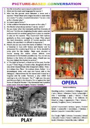 English Worksheet: Picture-based conversation : topic 77 - opera vs play