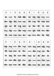 English Worksheet: Colours Bingo Cards (part 2)