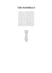 English Worksheet: The materials. Word Search