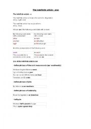 English Worksheet: Articles 