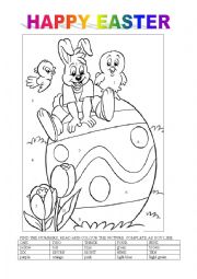 English Worksheet: happy easter colouring activity 3