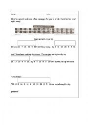 English Worksheet: Secret code