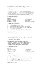 English Worksheet: Song Worksheet - Time of Your Life/Green Day