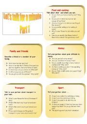 English Worksheet: Let´s talk for a minute.- Part 1