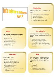 English Worksheet: Let´s talk for a minute.- Part two