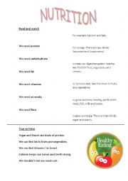English Worksheet: Nutrition