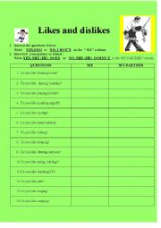 English Worksheet: Likes and  dislikes