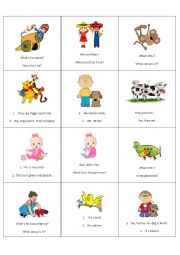 English Worksheet: question answer game cards set 1