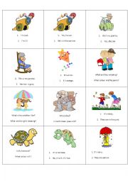 English Worksheet: question answer game cards set 2