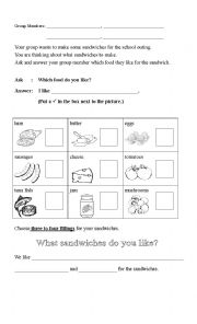 English Worksheet: Which food do you like? 